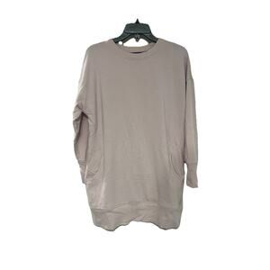 Eddie Bauer Sweatshirt Dress Petite Small Fleece Crew Neck Long Sleeve Casual